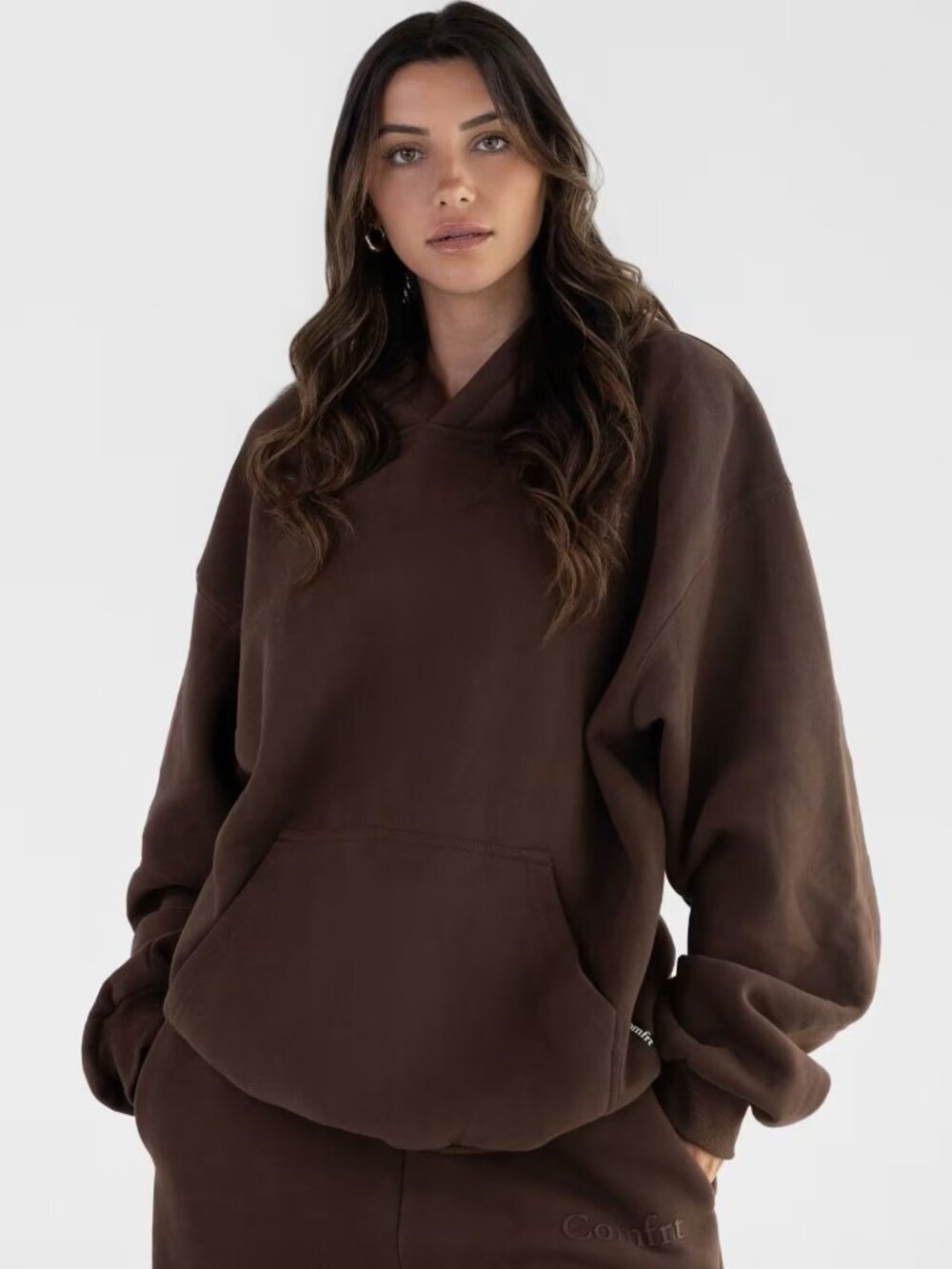 Comfrt Signature Oversized Pullover Hoodie Streetwear Urban Brown - Large